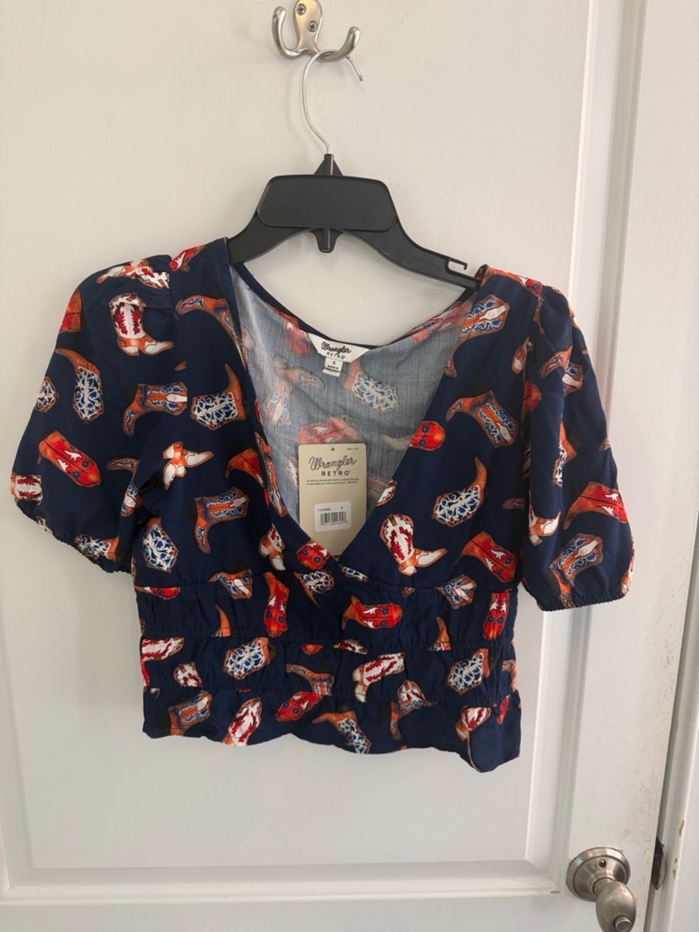 Wrangler Women's Navy Western Boot Print Top
